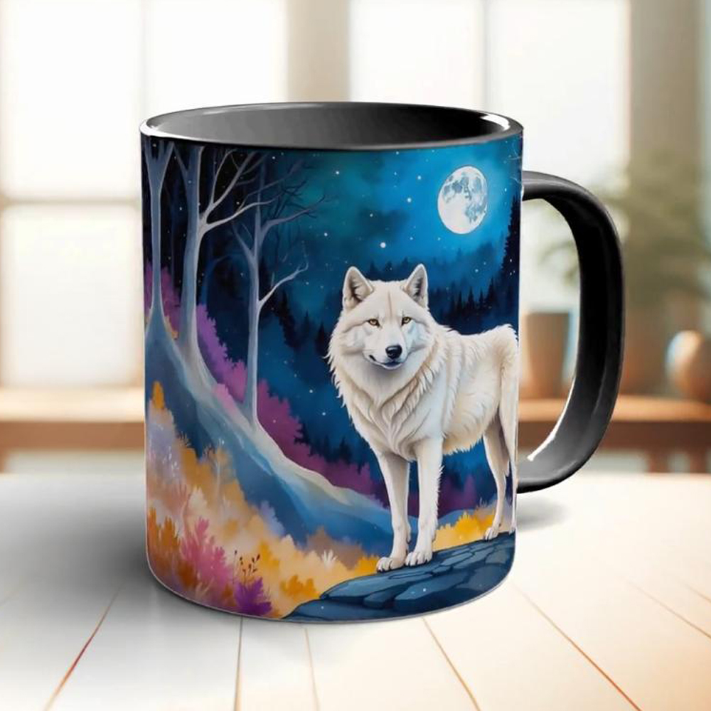 Coffee Tea Friends - Maan en witte wolf koffiemok 11oz