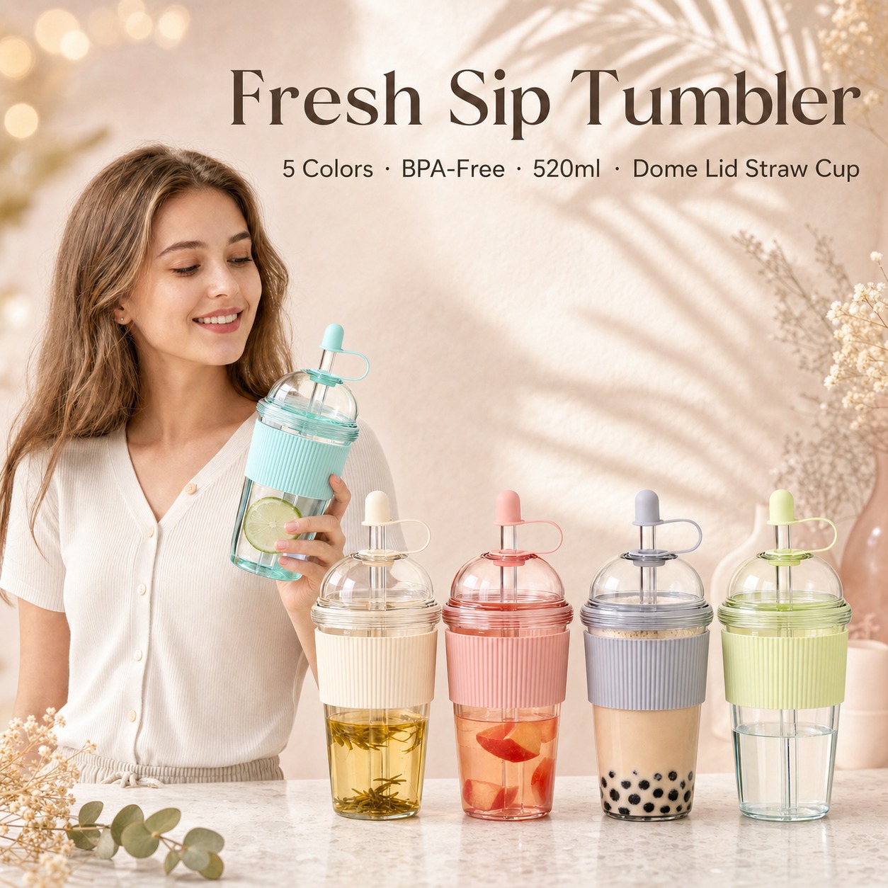 Coffee Jelly Tea - 1pc 520ml Draagbare Flip Strobeker Kunststoffen