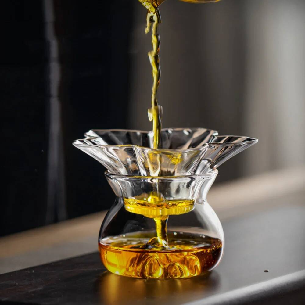 Coffee Tea Leaf - 130ml Bloemvormig glazen theefilter met houder,