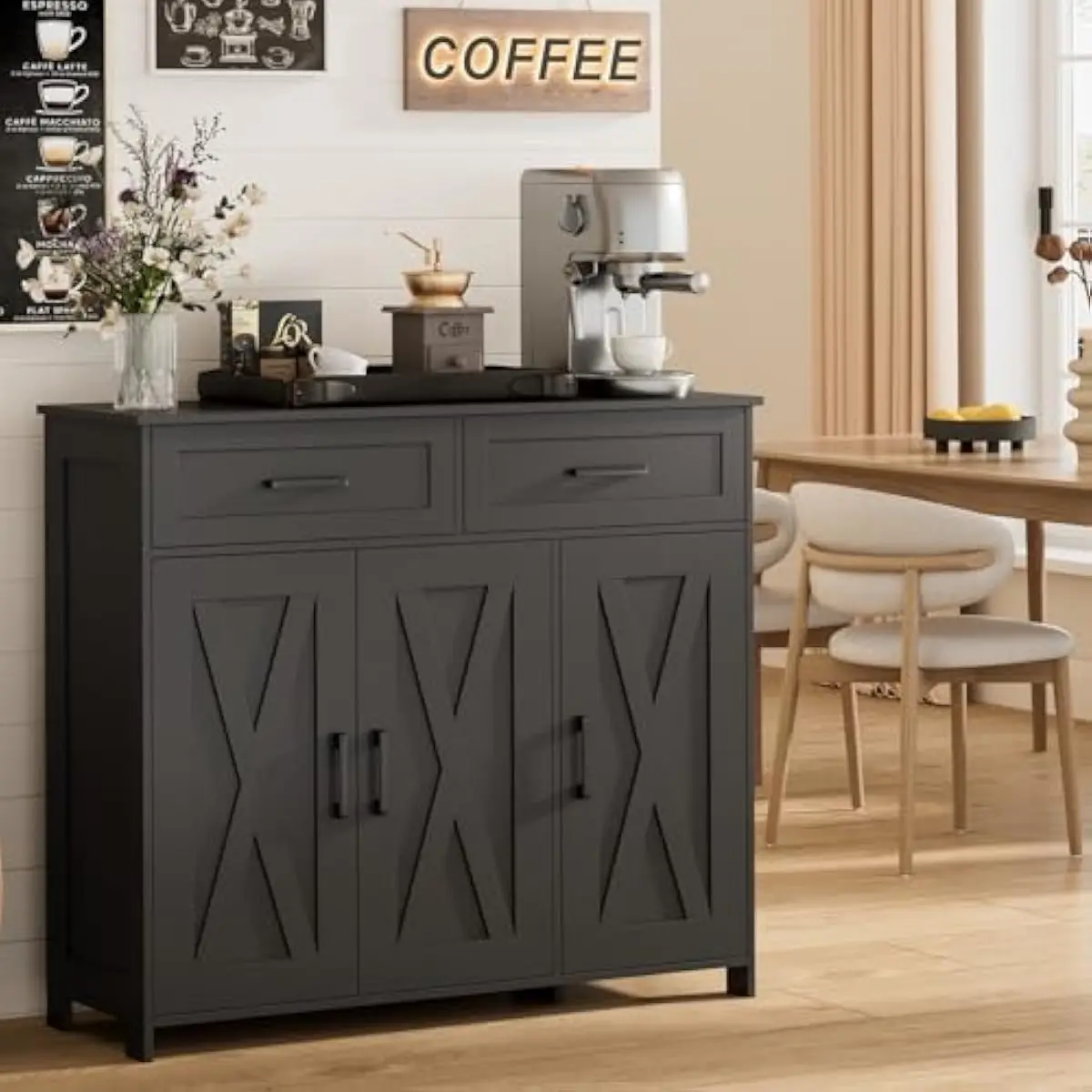 Coffee & Tea Restaurant - Koffiebar opbergkast met laden, keukenbuffetkast