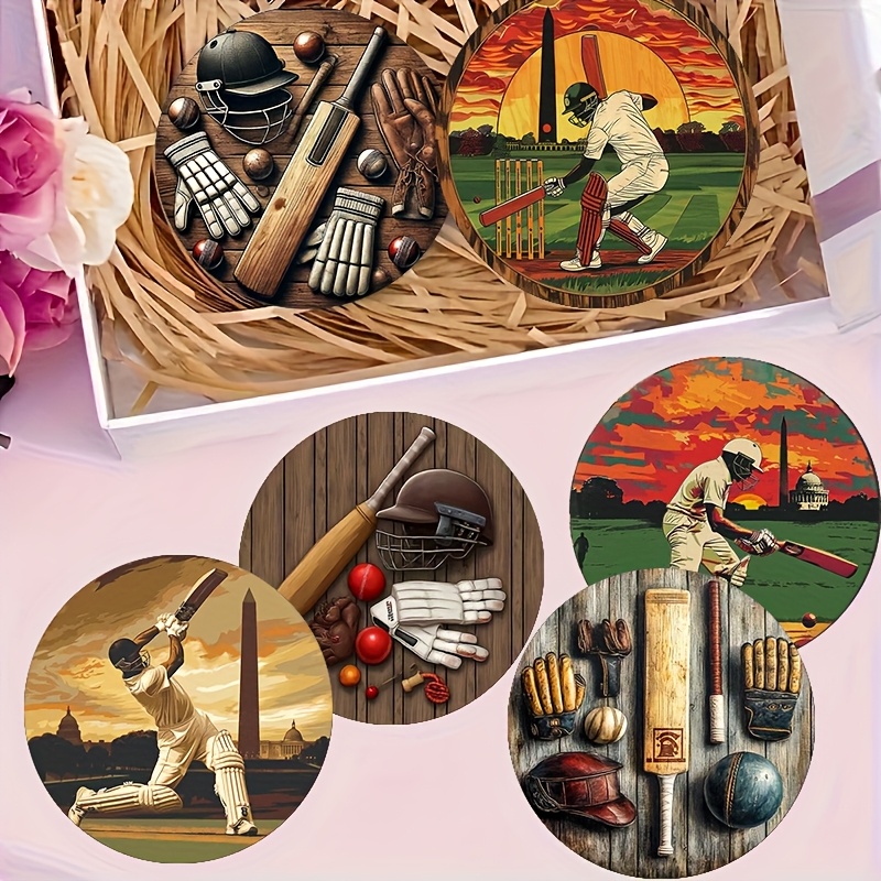 Coffee Tea Etc - 6 stuks Retro Cricket Sport Thema