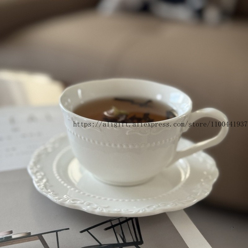 Coffee Tea Mix - Franse lichte luxe reliëf bloemen koffiekop