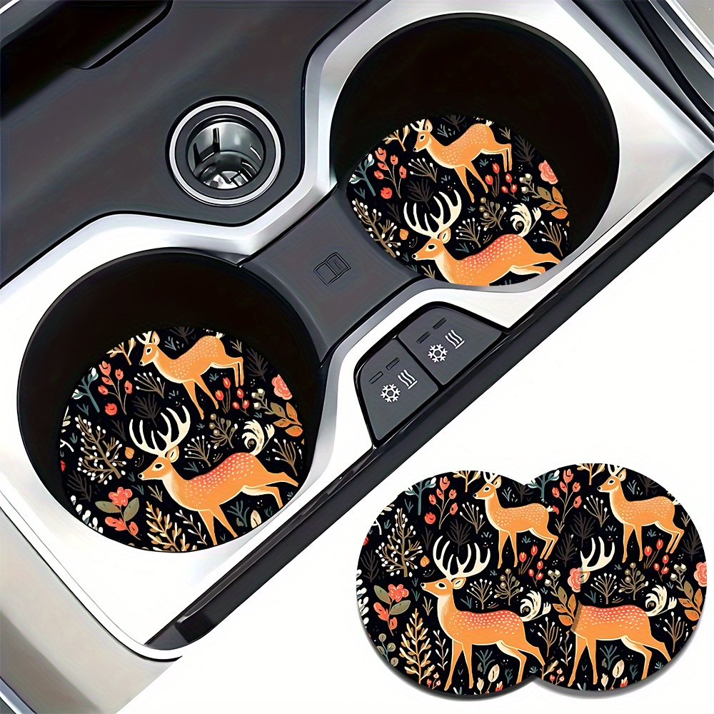 Coffee Tea Etc - 2 auto-onderzetters met hertenprint - geschikt